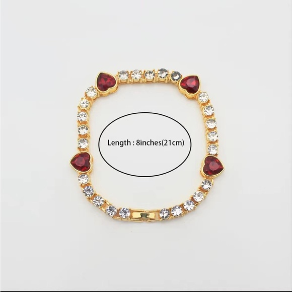 Gold and Red Heart Bracelet - Picture 7 of 8